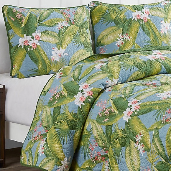 Tommy Bahama Aregada Dock King Sz Pillow Shams in Sky Blue Tropical Resort